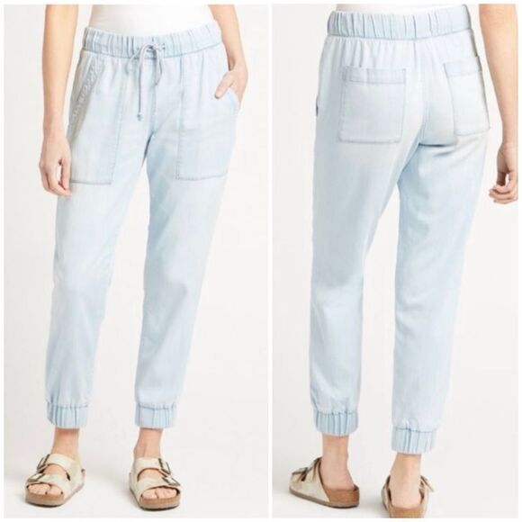 Soft Surroundings Chambray Jogger Drawstring Pants Size S - Picture 1 of 10